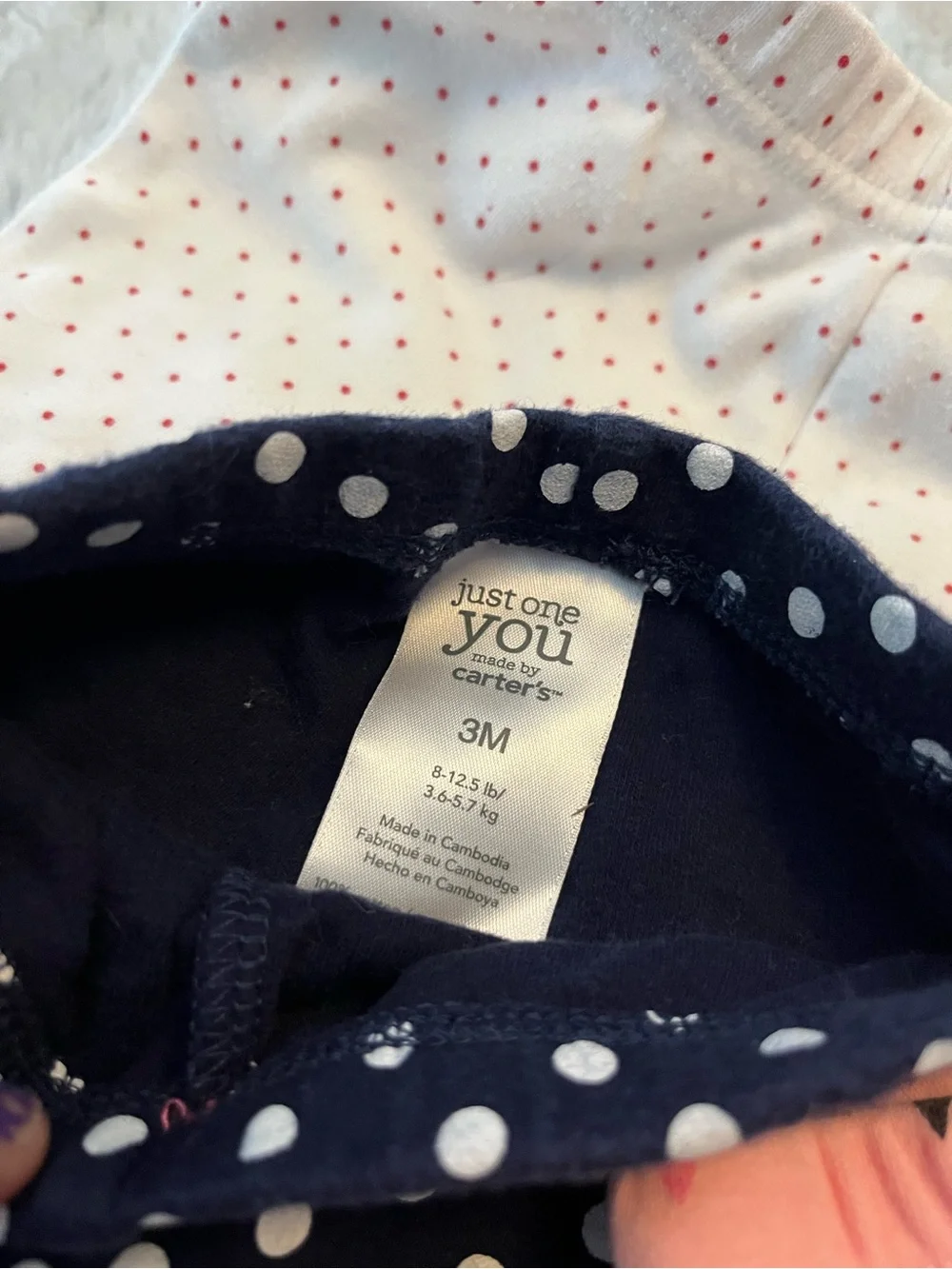 Gymboree White Baby Leggings with Pink Dot Print